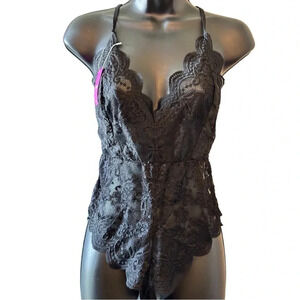 NWT Ladies Floral Lace Babydoll Lingerie Bodysuit Adjustable Straps